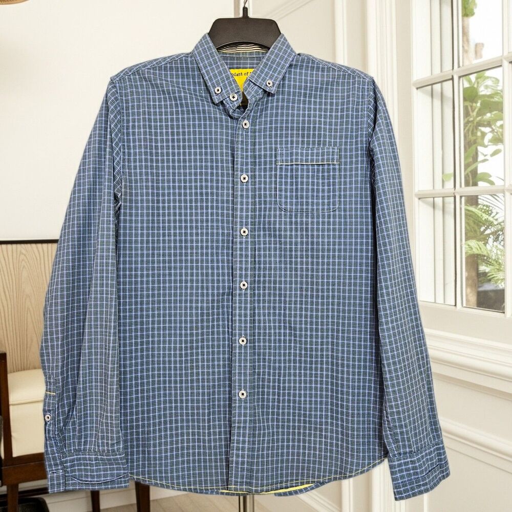 Descendant of Theives Limited Editon 370 Blue Button Down Men's Small Plaid